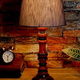 foziq Brown & Blue Textured Wooden Table Lamps-image-90