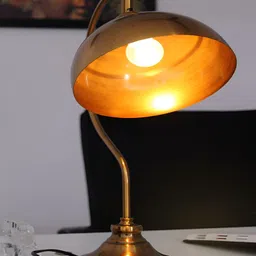 SHREE KALA HOME DECOR Bronze-Toned Metal Traditional Abstract Shaped Table Lamp with Bulb-picture-34