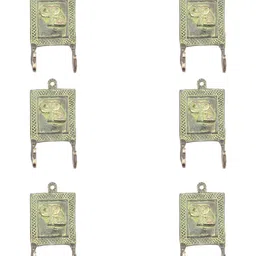 IndianShelf Gold Toned & Grey 6 Pieces Elephant Textured Brass Wall Hooks-image-50