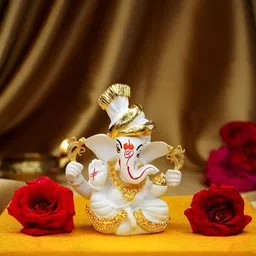 Ekhasa White Small Ganesh Idol Religious Showpiece-55