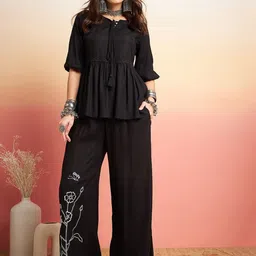 FCV Floral Printed Top & Palazzos-image-17