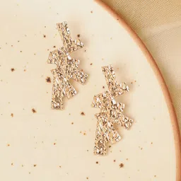 SOHI Gold-Plated Contemporary Drop Earrings-image-68