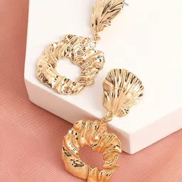 SOHI Gold-Plated Contemporary Drop Earrings-image-57