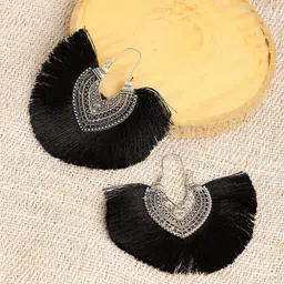 SOHI Silver-Plated Contemporary Drop Earrings-image-86
