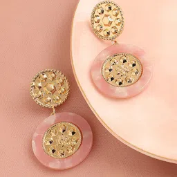 SOHI Pink Gold-Plated Contemporary Drop Earrings-70