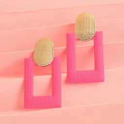 SOHI women Gold Plated Pink Geometric Drop Earrings-15