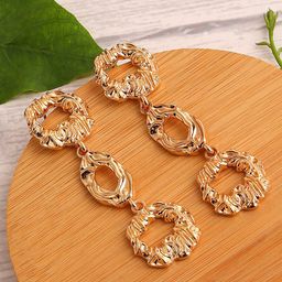 SOHI Gold-Toned Contemporary Gold-Plated Drop Earrings-image-83