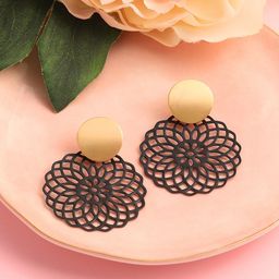 SOHI Black Gold Plated Contemporary Drop Earrings-56