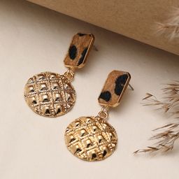 SOHI Gold-Toned Contemporary Drop Earrings-image-67