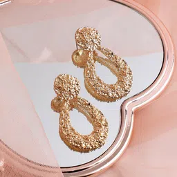 SOHI Gold-Toned Contemporary Gold Plated Drop Earrings-image-84
