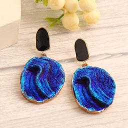 SOHI Black & Navy Blue Gold Plated Contemporary Drop Earrings-image-47