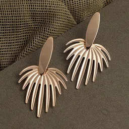 SOHI Gold-Toned Contemporary Gold Plated Drop Earrings-image-35