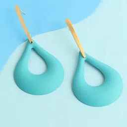 SOHI Gold Plated Blue Teardrop Shaped Drop Earrings-image-81