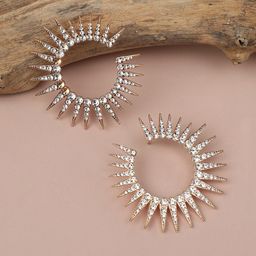 SOHI Gold-Plated Circular Studs Earrings-14