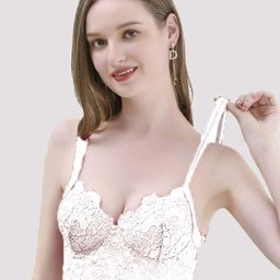 Krelin Floral Lace Half Coverage Lightly Padded Bralette Bra-picture-23