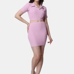 Popwings Polo Collar Crop Top With Pencil Skirt-picture-25