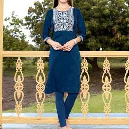 Anouk Ethnic Motifs Yoke Design Pure Cotton Straight Kurta-image-79