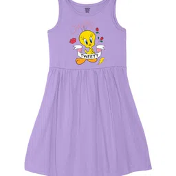 Wear Your Mind Girls Tweety Printed Fit and Flare Dress-image-83
