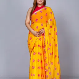 VL SAREES Gotta Patti Pure Chiffon Bandhani Saree-picture-58