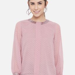 ALL WAYS YOU Self Designed Cuff Sleeves Georgette Top-image-91