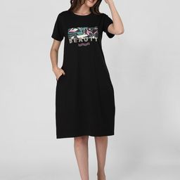 Duchess Typography Printed Round Neck T-shirt Nightdress-image-8