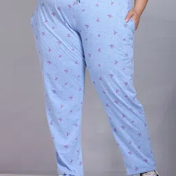 CUPID Women Plus Size Printed Cotton Lounge Pants-image-17