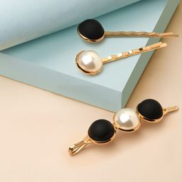 ToniQ Women Set of 3 Gold-Toned & Black Bobby Pins-image-29