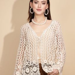 Global Republic Women Solid V-Neck Tie-Up Shrug-39