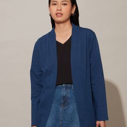 20Dresses Women Navy Blue Cotton Longline Shrug-image-100