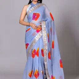 VL SAREES Gotta Patti Pure Chiffon Bandhani Saree-image-62