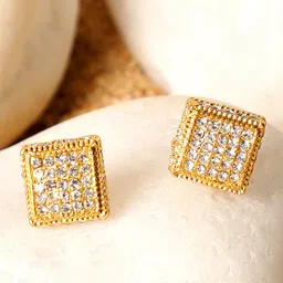 SOHI Silver-Plated Square Studs Earrings-image-0