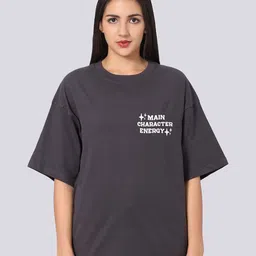 Besick Oversized Typography Printed Drop-Shoulder Sleeves Cotton T-shirt-image-53