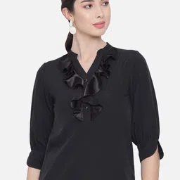ALL WAYS YOU Mandarin Collar Crepe Top-image-94
