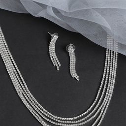 SOHI Silver-Plated Stone-Studded & Beaded Jewellery Set-image-74