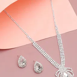 SOHI White Silver-Plated Stone-Studded Jewellery Set-53
