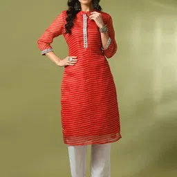 Sangria Leheriya Printed Straight Kurta & Trousers-picture-30