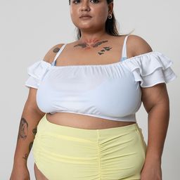 SPIRIT ANIMAL Plus Size Ruffled Shoulder Strapped Swim Top-picture-2