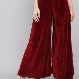 VAARARO Women Flared Knitted Velvet Palazzo-picture-33