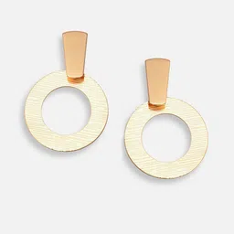 SOHI Gold-Plated Circular Shaped Drop Earrings image 3