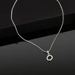 Estele Rhodium-Plated O-Alphabet Charm Pendant With Chain image 2
