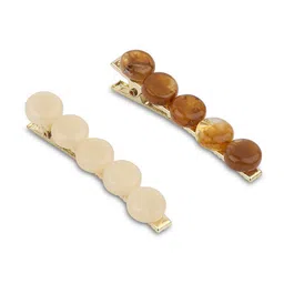 ToniQ Women Off White & Brown Set of 2 Bobby Pins image 3