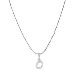 Estele Rhodium-Plated O-Alphabet Charm Pendant With Chain image 3