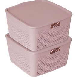 Kuber Industries Pack Of 2 Peach-Coloured Square Storage Baskets with Lid image 2