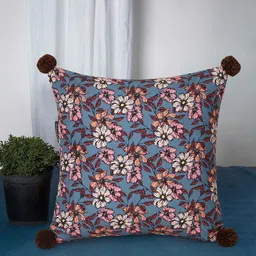 Mezposh Grey Floral Printed Square Cushion cover-16
