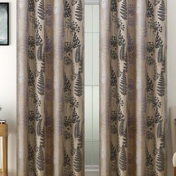 SWAYAM Brown & Grey Set of 2 Floral Room Darkening Long Door Curtain-2