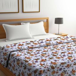 Arrabi White & Brown Floral Mild Winter 300 GSM Double Bed Dohar-image-35