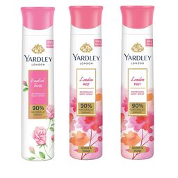 YARDLEY LONDON Women Set of English Rose & 2 London Mist Refreshing Body Sprays-150ml Each-0