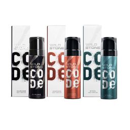 Wild stone Men Set of 3 Long Lasting Code Deodorant - Steel + Copper + Chrome- 150 ml Each-8
