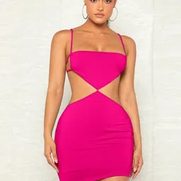 KRENOZ Shoulder Strap Bodycon Above Knee Dress-image-86