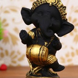 eCraftIndia Black & Gold-Toned Lord Ganesha Dancing Avatar Decorative Showpiece-image-60